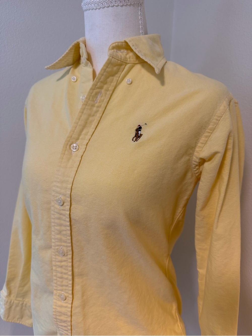 Ralph Lauren Pale Butter Soft Yellow Button-Down Shirt Pony Classy Preppy